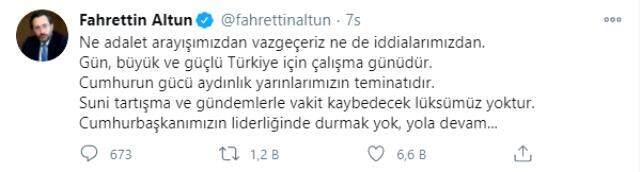 Bülent Arınç'ın açıklamaları sonrası Fahrettin Altun dikkat çeken paylaşım: Ne adalet arayışımızdan vazgeçeriz ne de iddialarımızdan