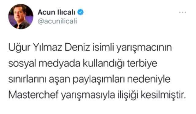 Acun Ilıcalı, MasterChef yarışmacısı Uğur Yılmaz Deniz'i kovdu