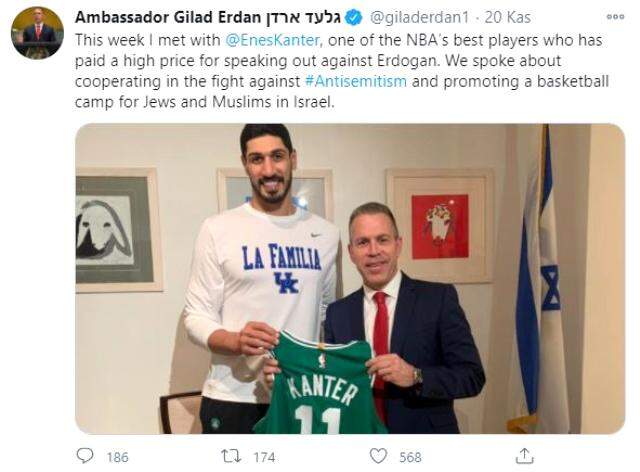 FETÖ'cü Enes Kanter ile fotoğraf çektiren İsrail'in Birleşmiş Milletler temsilcisine tepki yağdı FETÖ'cü Enes Kanter ile fotoğraf çektiren İsrail'in Birleşmiş Milletler temsilcisine tepki yağdı