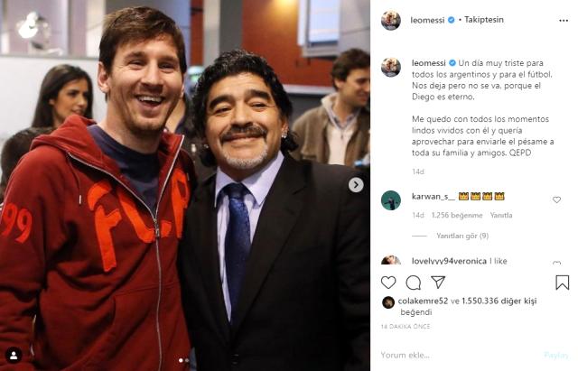 Futbolun yaşayan efsaneleri Messi ile Ronaldo, Maradona'ya böyle veda etti