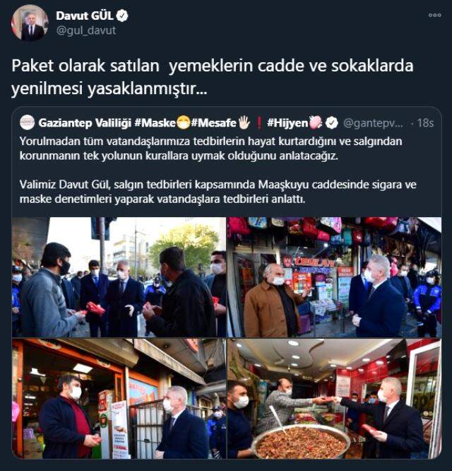 Gaziantep'te cadde ve sokaklarda yemek yenilmesi yasaklandı
