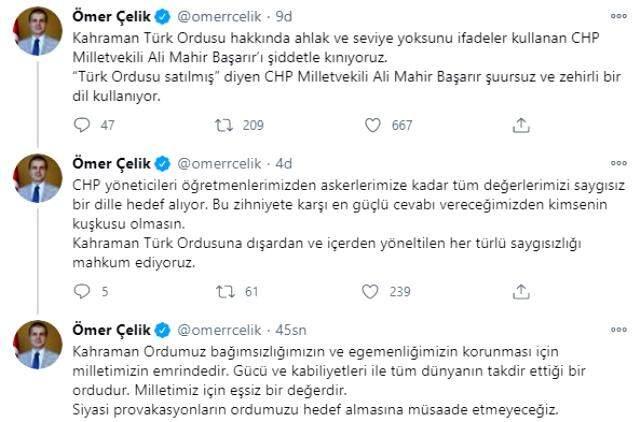 Son Dakika! AK Parti Sözcüsü Çelik: Türk ordusu için 'satılmış' ifadesini kullanan CHP'li Başarır'ı kınıyoruz