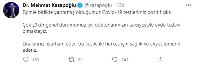 Son Dakika: Gençlik ve Spor Bakanı Mehmet Muharrem Kasapoğlu, koronavirüse yakalandı