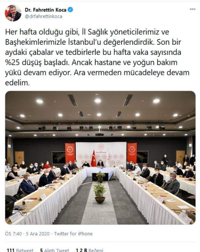 Bakan Koca'dan İstanbul'a bir iyi iki kötü haber: Vaka sayısında yüzde 25 düşüş var, hastane ve yoğun bakımlar halen dolu