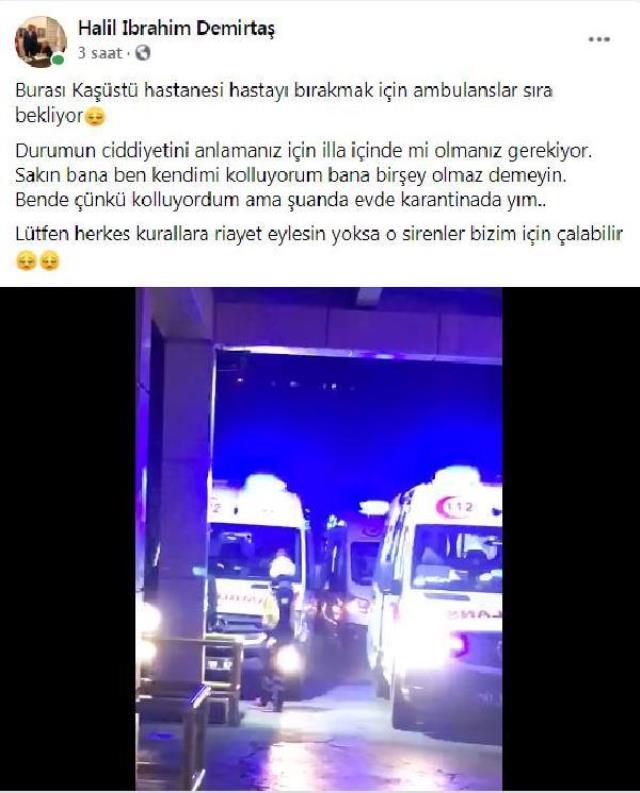 Trabzon'da pandemi hastanesi önündeki ambulans yoğunluğu endişe yarattı