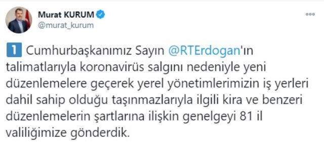 81 ile gönderilen genelge ile Erdoğan'ın esnaf için verdiği kira müjdesinin detayları belli oldu