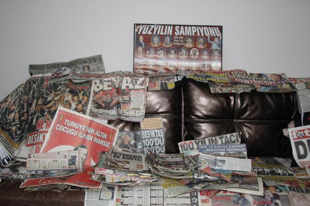 Beşiktaş taraftarı Abdullah Didinmez, 35 yıldır gazete haberlerini biriktiriyor