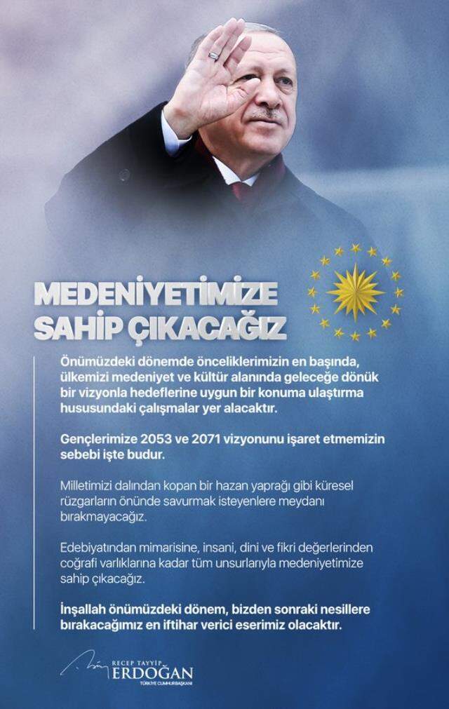 Cumhurbaşkanı Erdoğan'dan yeni dönemin yol haritasına dair mesaj: Meydanı bırakmayacağız Cumhurbaşkanı Erdoğan'dan yeni dönemin yol haritasına dair mesaj: Meydanı bırakmayacağız