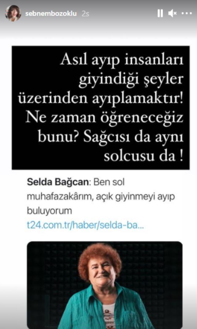 Selda Bağcan'ın 'Açık giyinmeyi sevmiyorum' sözlerine oyuncu Şebnem Bozoklu'dan tepki