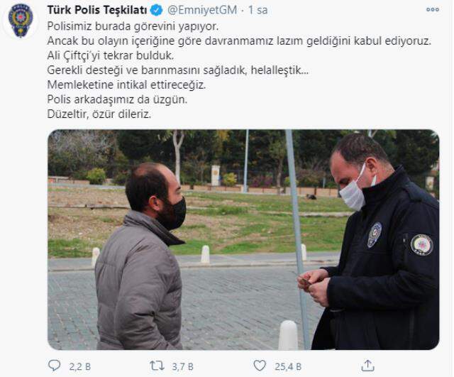 EGM, gidecek yeri olmayan vatandaşa ceza kesen polis adına özür diledi