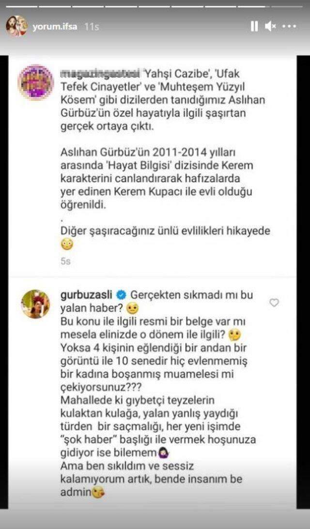 Aslıhan Gürbüz, Kerem Kupacı ile evli olduğu yönündeki haberlere çok sert çıktı