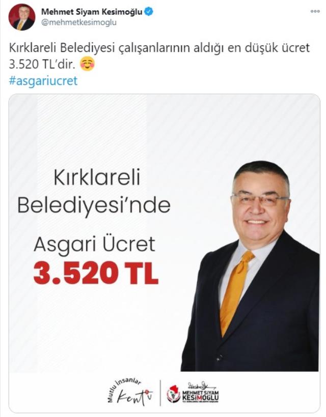 Türkiye'de il bazında en yüksek asgari ücret Kırklareli Belediyesi'nde: 3.520 TL