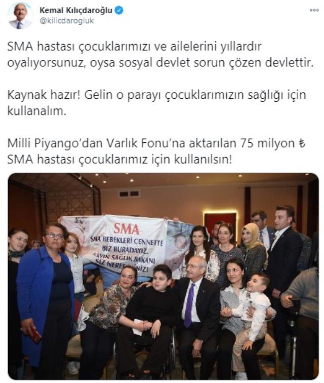 Sosyal medyada 'Varlık Fonu'na aktarılan 75 milyon lira SMA hastası çocuklar için kullanılsın' kampanyası