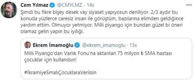 Cem Yılmaz'ın 'Belediyeden 2754 TL aldım' sözlerine Ekrem İmamoğlu'ndan yanıt: Büyük oyunu bozduk