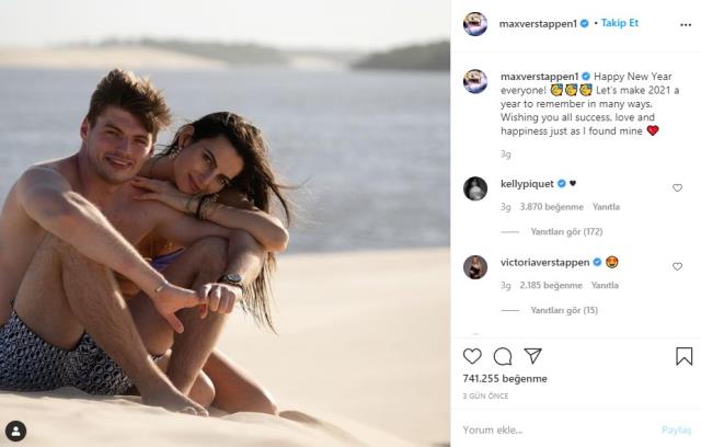 Formula 1 pilotu Verstappen, Kvyat eski sevgilisi Kelly Piquet ile aşk yaşıyor