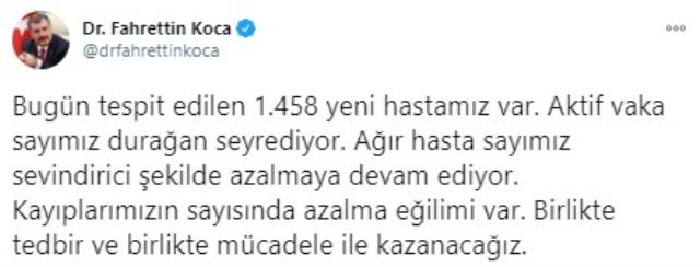 Son Dakika: Türkiye'de 6 Ocak günü koronavirüs nedeniyle 191 kişi vefat etti, 13 bin 830 yeni vaka tespit edildi