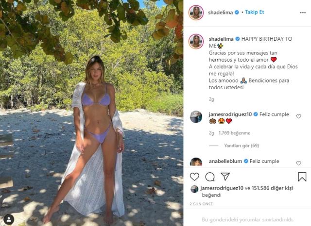 James Rodriguez'in sevgilisi model Lima, doğum gününü bikinili cesur pozuyla kutladı