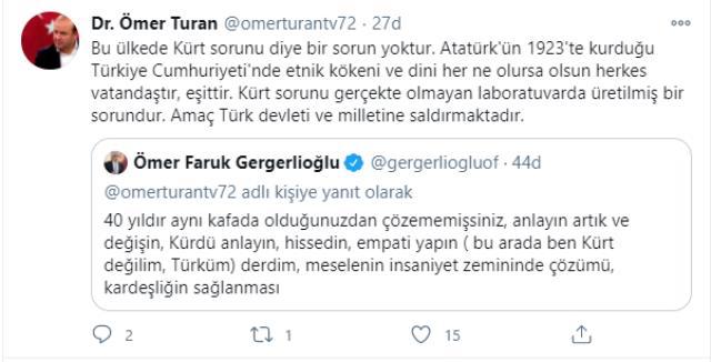 Ömer Turan, 'Türkiye'de Kürt sorunu yok' dedi, HDP'li Gergerlioğlu tepki gösterdi! İkili Twitter'da birbirine girdi