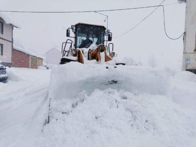 Ovacık'ta evler ve araçlar, kar altında