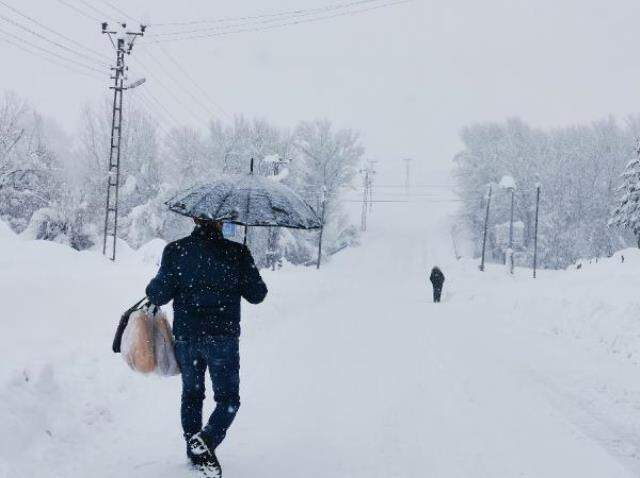 Ovacık'ta evler ve araçlar, kar altında