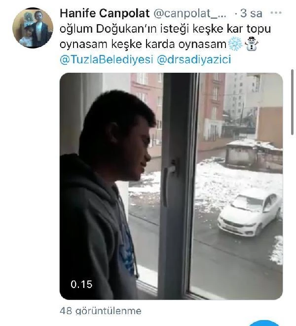 Down Sendromlu Doğukan'ın hayali gerçek oldu! Belediye, yağmayan karı ayağına getirdi