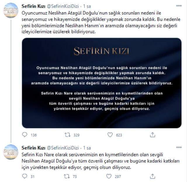 Neslihan Atagül, Sefirin Kızı dizisinden ayrıldı
