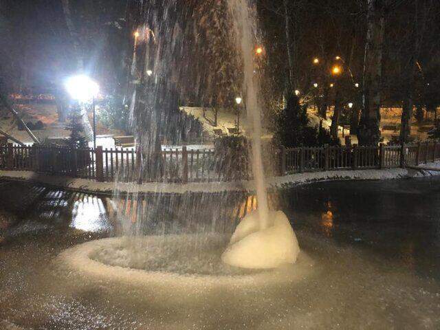 -17 dereceye kadar düşen Ankara'da havuzdaki kuğular bile buz tuttu
