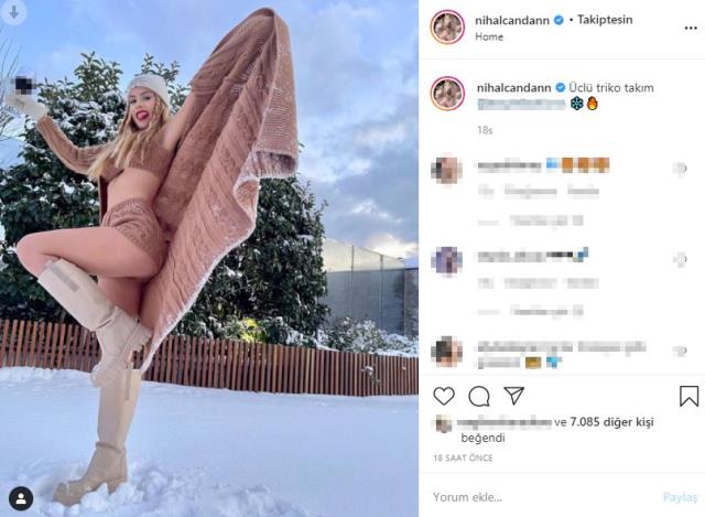 Nihal Candan, reklam yapmak için kar üstünde mini şortla poz verdi