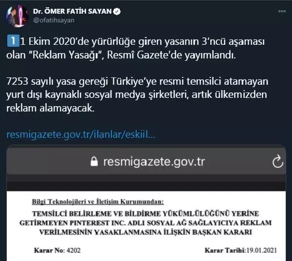 Temsilci atamayan Twitter'ın Türkiye'den reklam alması durduruldu