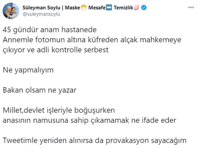 Adalet Bakanı Gül'den Bakan Soylu'nun annesine yönelik hakaretle ilgili açıklama: En ağır cezayı bulacağına inanıyorum