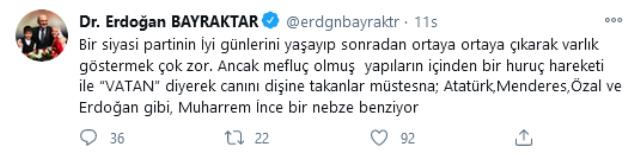 Erdoğan Bayraktar'dan çok konuşulacak Muharrem İnce paylaşımı! Yeni kurulacak partiye mi katılıyor?