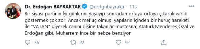 Erdoğan Bayraktar'dan çok konuşulacak Muharrem İnce paylaşımı! Yeni kurulacak partiye mi katılıyor?