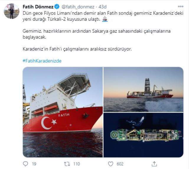 Fatih sondaj gemisi Karadeniz'deki yeni sondaj lokasyonu Türkali-2 kuyusuna ulaştı Fatih sondaj gemisi Karadeniz'deki yeni sondaj lokasyonu Türkali-2 kuyusuna ulaştı
