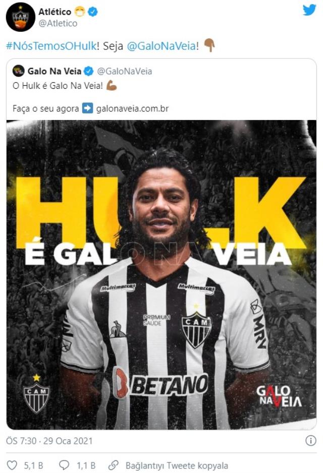 Beşiktaş'ın ilgilendiği Hulk, Atletico Mineiro'ya transfer oldu