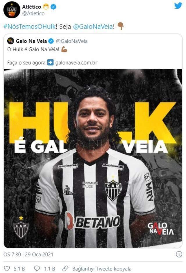 Beşiktaş'ın ilgilendiği Hulk, Atletico Mineiro'ya transfer oldu