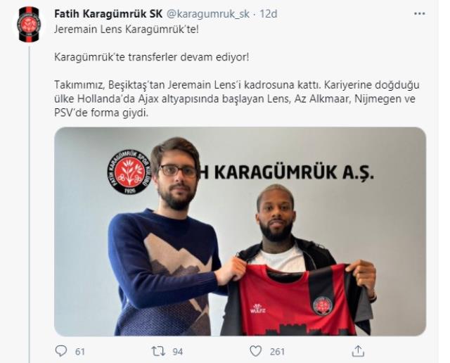 Beşiktaşlı Lens, Fatih Karagümrük'e transfer oldu