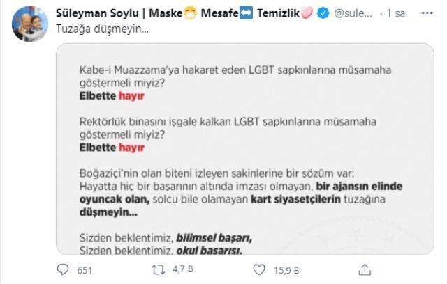 Bakan Soylu'dan 'Boğaziçi' açıklaması: Tuzağa düşmeyin