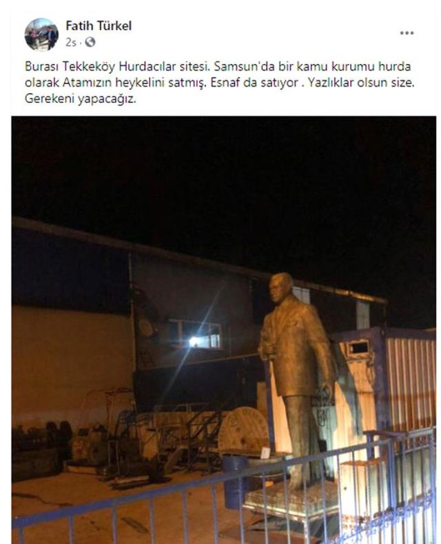 Samsun'da Atatürk heykelinin hurda diye satıldığı iddiası gündem yarattı! Emniyet'ten açıklama geldi