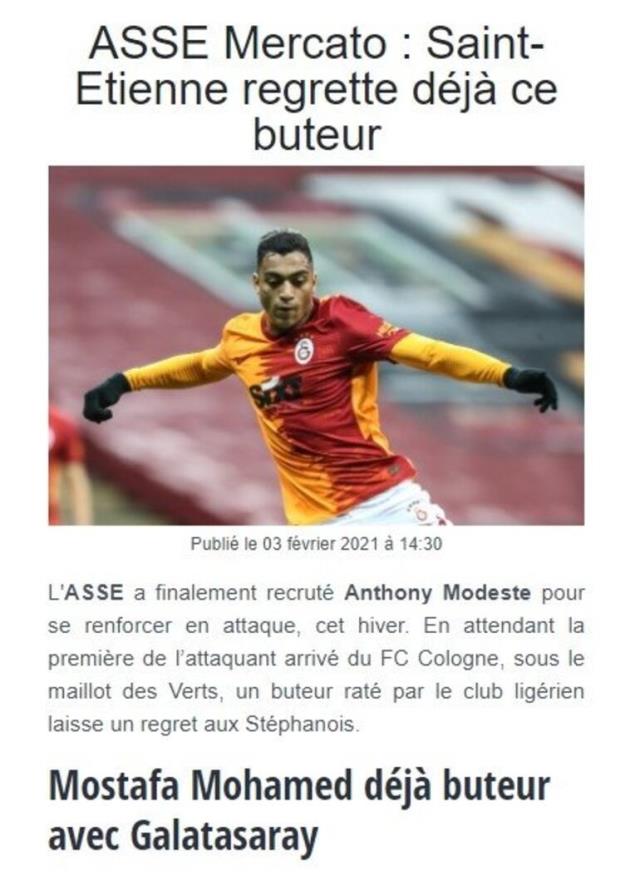 St. Etienne, Mostafa Mohamed'i Galatasaray'a kaptırdığı için pişman oldu