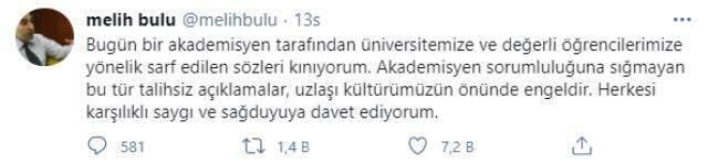 Protestoların hedefindeki Rektör Melih Bulu'dan Cevdet Kılıç'a tepki: Bu tür açıklamalar, uzlaşı kültürümüzün önünde engeldir