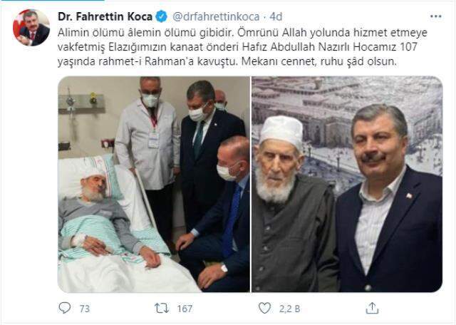 Cumhurbaşkanı Erdoğan'ın ziyaret ettiği kanaat önderi Hafız Abdullah Nazırlı hayatını kaybetti Cumhurbaşkanı Erdoğan'ın ziyaret ettiği kanaat önderi Hafız Abdullah Nazırlı hayatını kaybetti