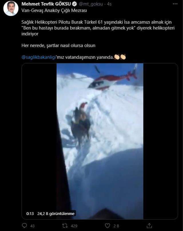 Kahraman pilot gönülleri fethetti! 'Almadan gitmek yok' deyip helikopterle zorlu bölgeye indi Kahraman pilot gönülleri fethetti! 'Almadan gitmek yok' deyip helikopterle zorlu bölgeye indi