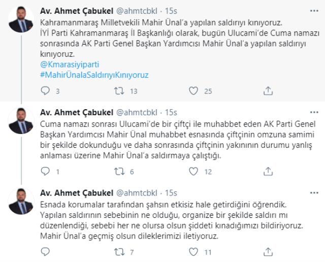 İYİ Partili isim sosyal medyada duyurdu: AK Partili Mahir Ünal'a Cuma namazı sonrası saldırı girişimi