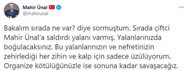 Mahir Ünal'dan kendisine yönelik 'saldırı' iddiasına ilişkin paylaşım