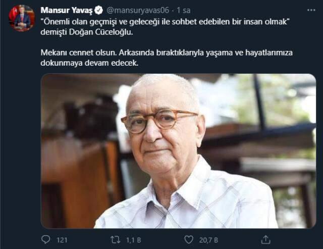 Doğan Cüceloğlu'nun ölümünün ardından paylaşılan başsağlığı mesajları