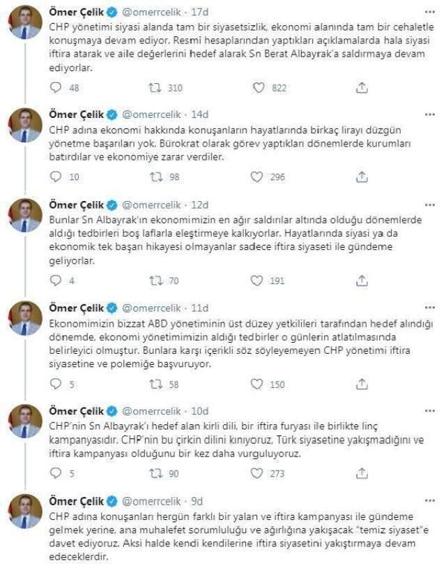 AK Parti Sözcüsü Çelik, CHP'nin Berat Albayrak'la ilgili açıklamalarına tepki gösterdi