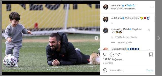 Arda Turan'ın oğlu Hamza Arda Turan babasıyla beraber antrenmana katıldı