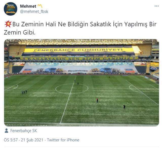 Ülker Stadı'nın bozuk zeminine taraftar, sosyal medyada isyan etti Ülker Stadı'nın bozuk zeminine taraftar, sosyal medyada isyan etti