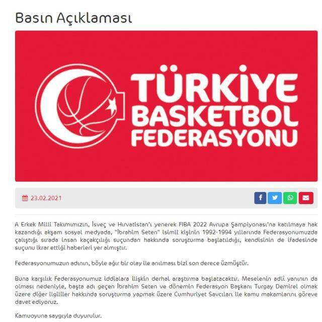 Türkiye Basketbol Federasyonu, insan kaçakçılığı yaptığı iddia edilen İbrahim Seten'le ilgili savcıları göreve çağırdı Türkiye Basketbol Federasyonu, insan kaçakçılığı yaptığı iddia edilen İbrahim Seten'le ilgili savcıları göreve çağırdı