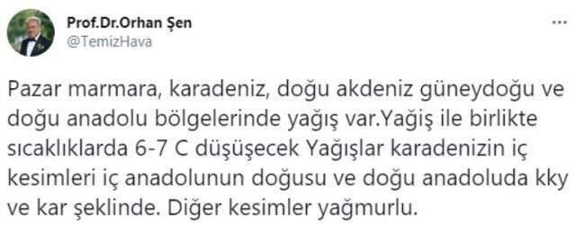 'Bugün cemre suya düştü' diyen Prof. Dr. Orhan Şen'den kar yağışı uyarısı: Önümüzdeki salı gününe dikkat